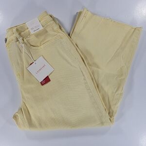 NEW Lovervet by VERVET Yellow Wide Leg Crop Raw Hem Stretch Jeans Ava Lane 16W